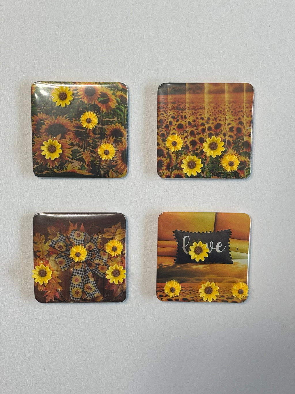 3D Sunflower Magnets Set of 4
