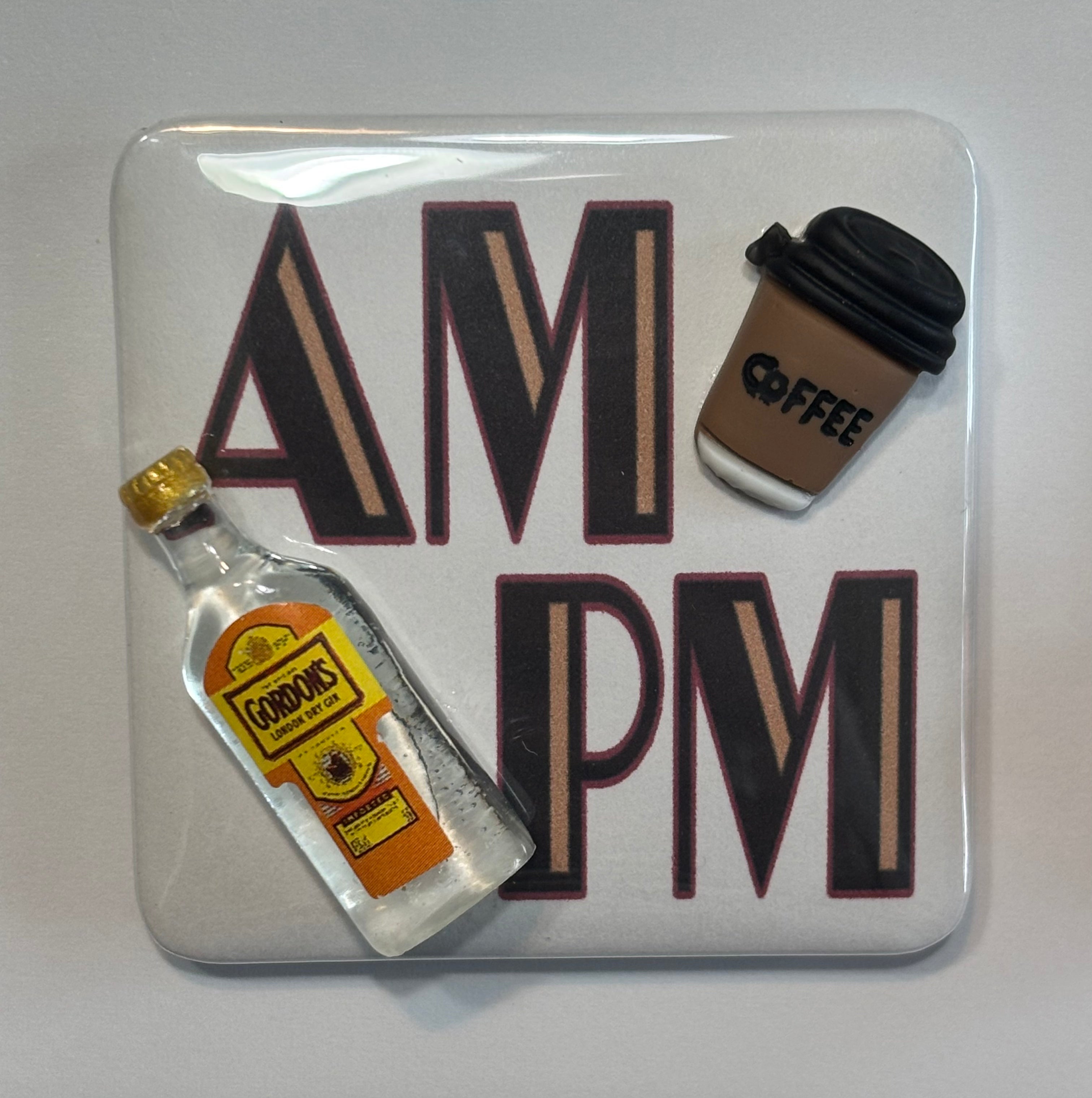 AM PM Embellished Magnets ~ Set of 4