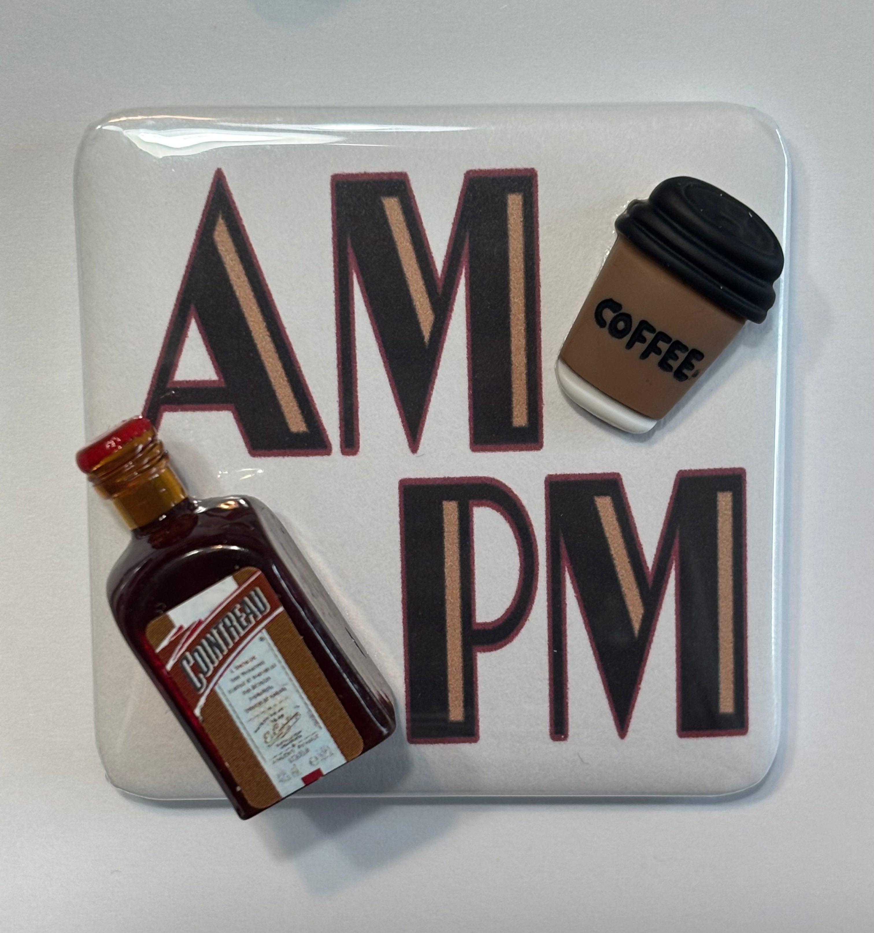 AM PM Embellished Magnets ~ Set of 4