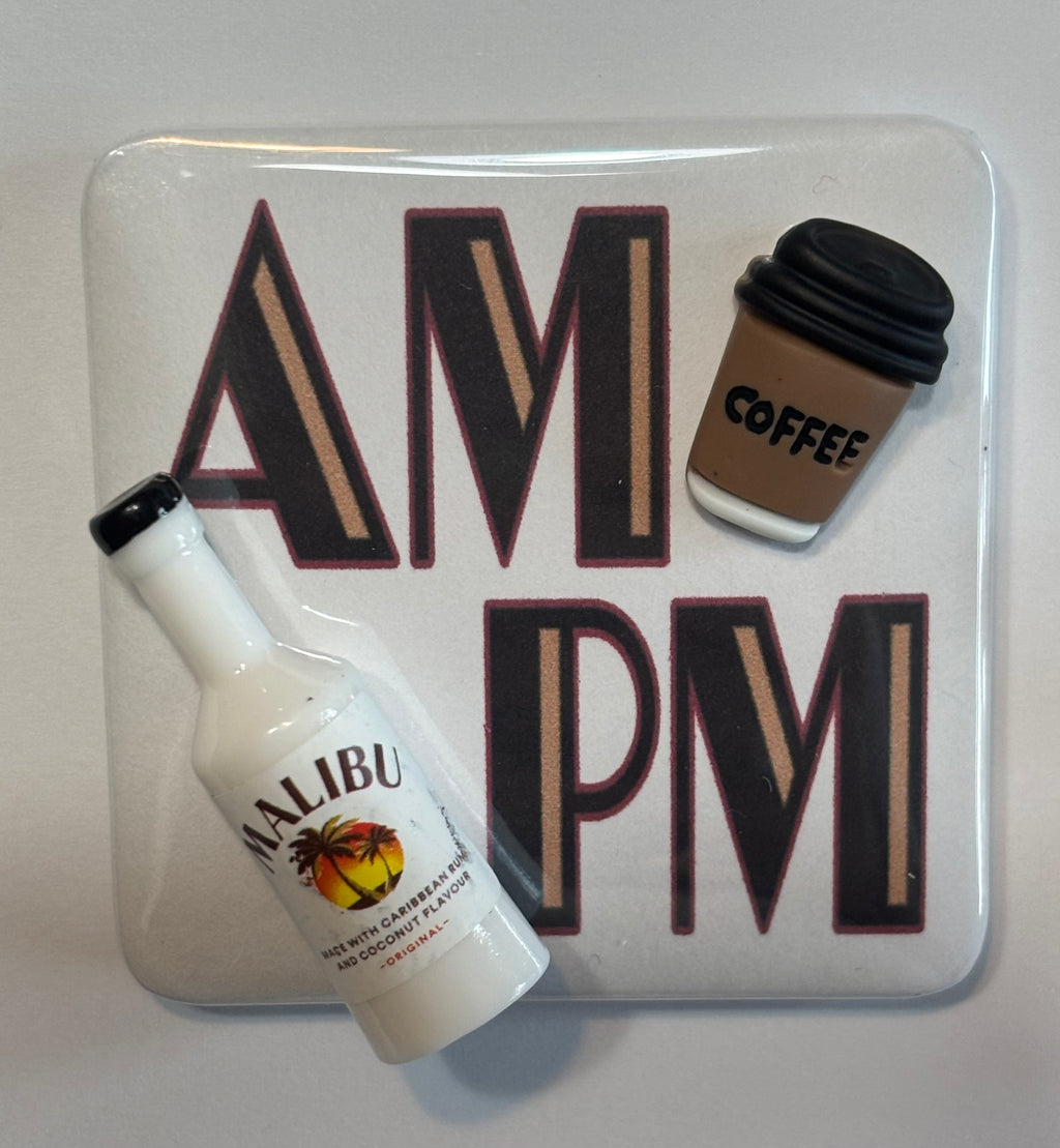 AM PM Embellished Magnets ~ Set of 4