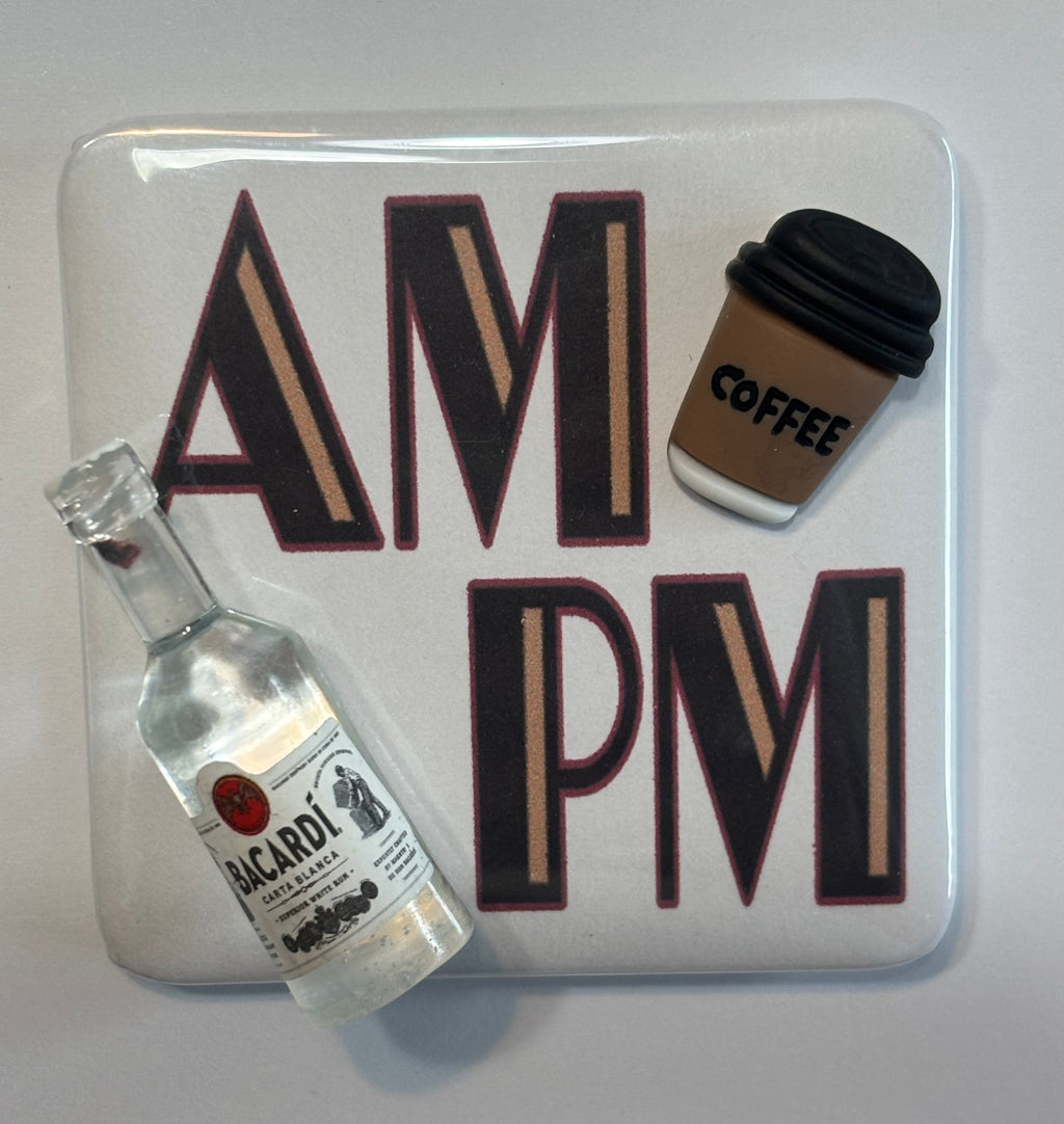 AM PM Embellished Magnets ~ Set of 4