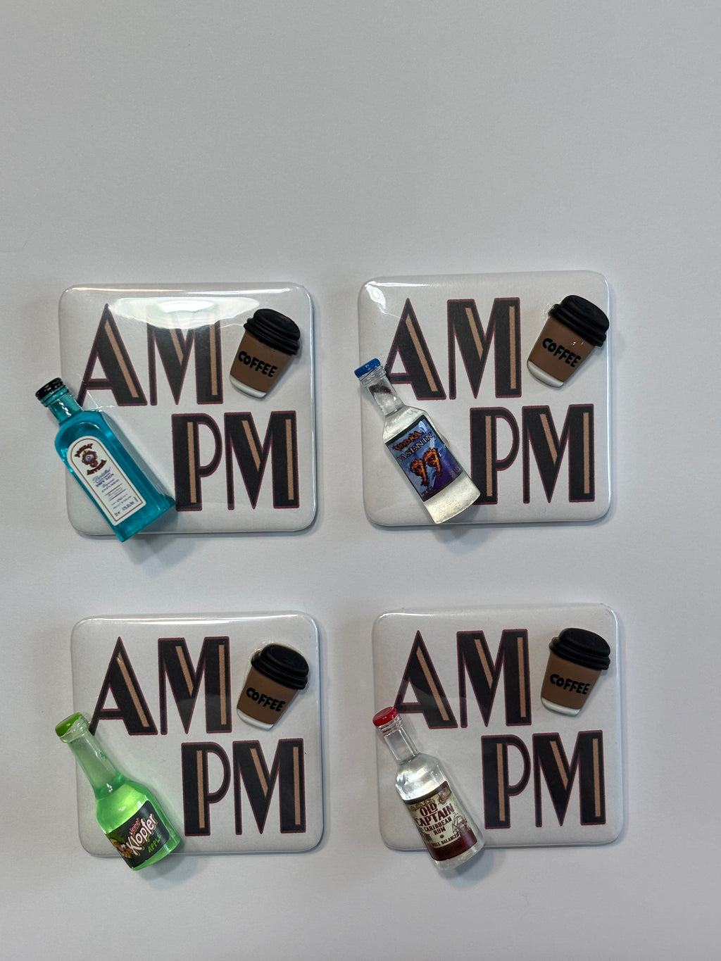 AM PM Magnets Set of 4 (D) ~ Embellished