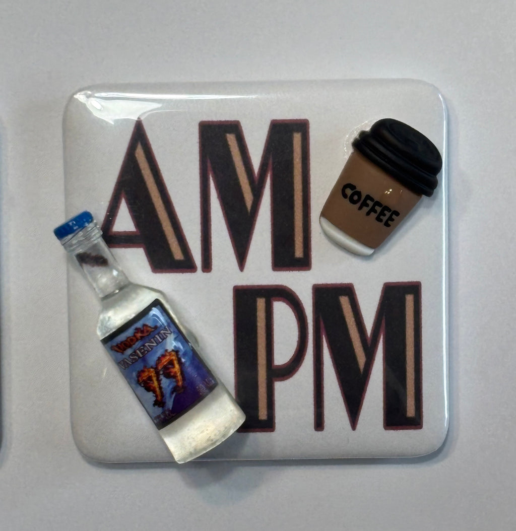 AM PM Magnets Set of 4 (D) ~ Embellished