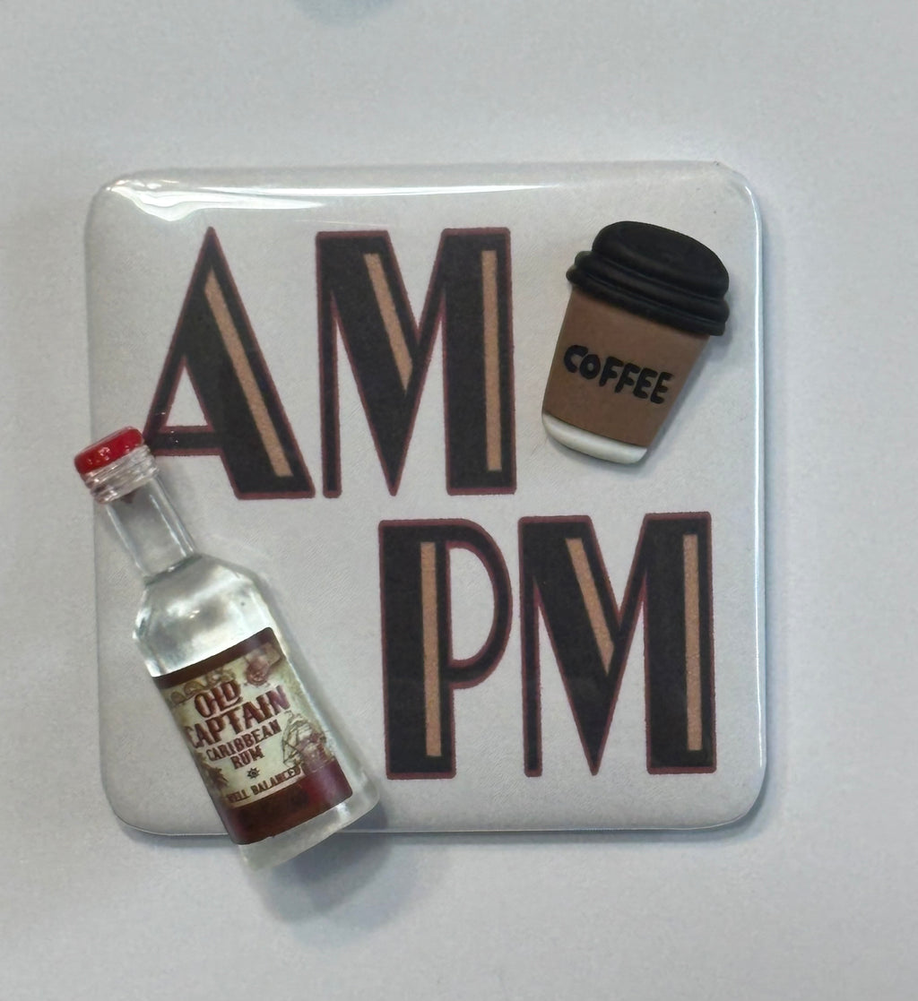 AM PM Magnets Set of 4 (D) ~ Embellished