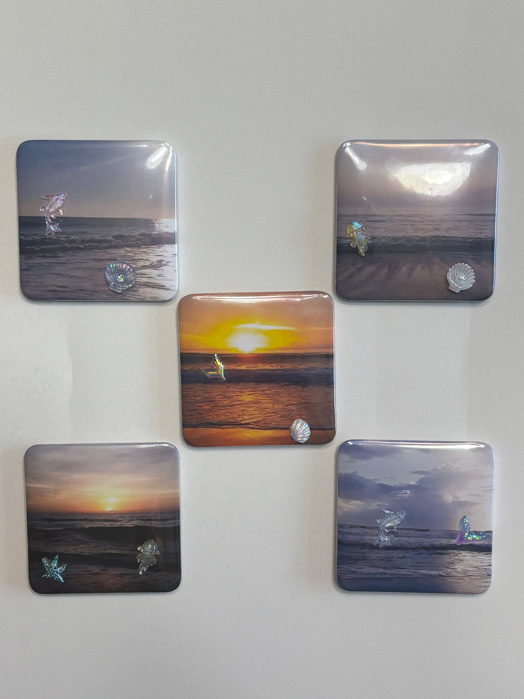 5 Ocean Magnets with Embellishments